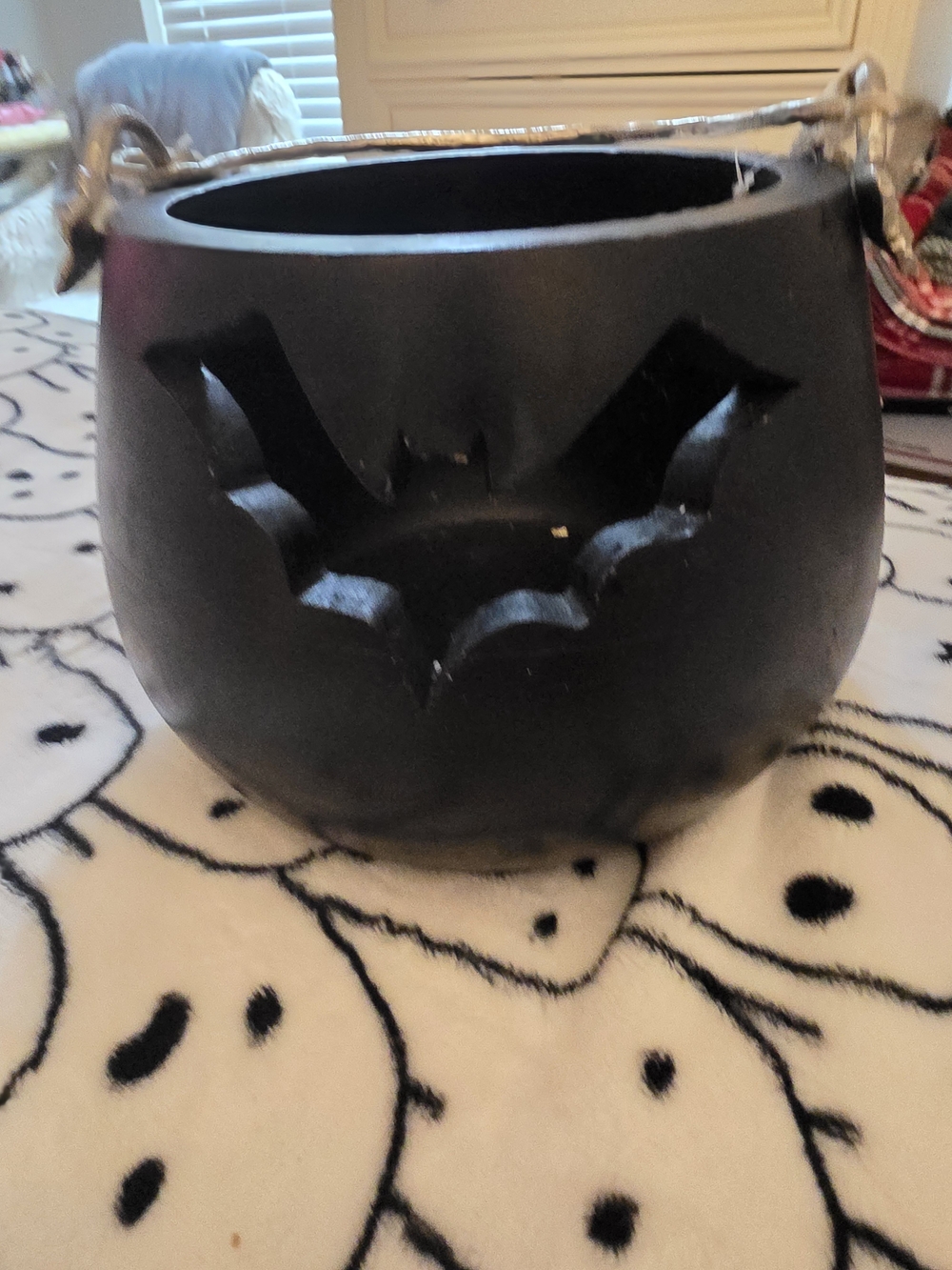 Martha Stewart Black Bat Cutout Treat Bucket Solid Wood